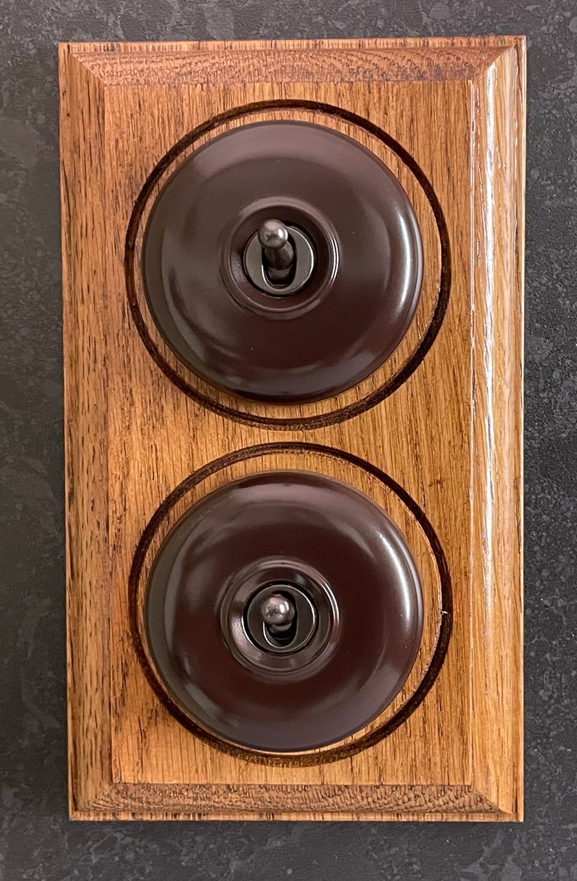 SF202 - Two gang 2 way Brown Dolly light switch